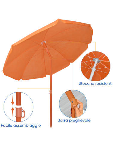 Ombrellone da Spiaggia TNT Palinuro H185cm...
