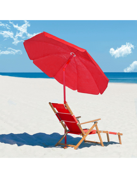 Ombrellone da Spiaggia TNT Palinuro H185cm Inclinabile 8 Stecche Palo Alluminio