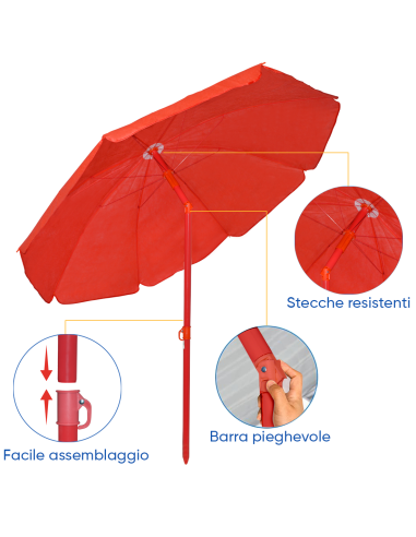 Ombrellone da Spiaggia TNT Palinuro H185cm...