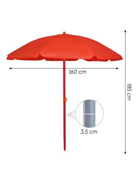 Ombrellone da Spiaggia TNT Palinuro H185cm Inclinabile 8 Stecche Palo Alluminio