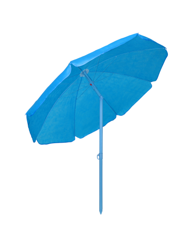 Ombrellone da Spiaggia TNT Palinuro H185cm Inclinabile 8 Stecche Palo Alluminio Azzurro