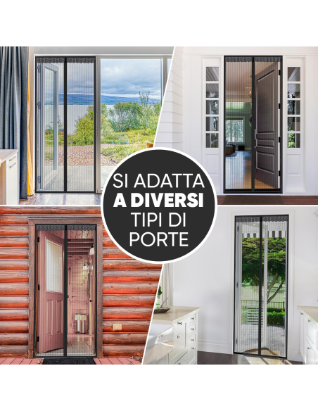 Zanzariera Magnetica per Porte Chiusura a Calamita 100x210cm Tenda Anti Zanzare