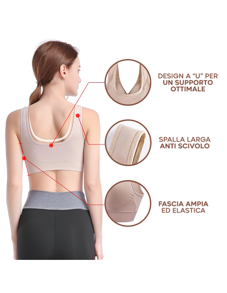 Reggiseno Top Sportivo Senza Ferretto Spalla Larga Traspirante Elasticizzato