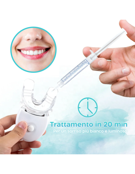Kit Sbiancamento Denti in 20 Minuti con Penna Sbiancante e Gel Tecnologia LED