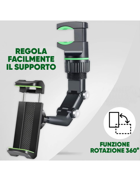 Supporto Smartphone per Auto Specchietto Retrovisore Porta Cellulare Universale