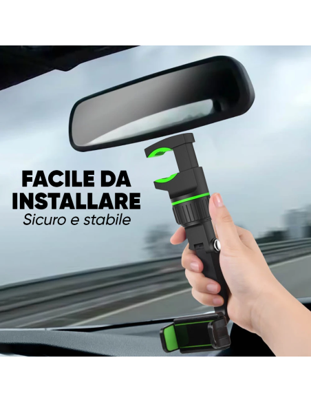 Supporto Smartphone per Auto Specchietto Retrovisore Porta Cellulare Universale