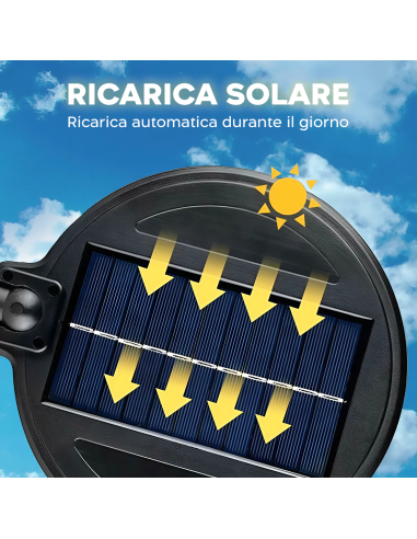 Lampada Solare Faro Lampione Stradale 220 LED...