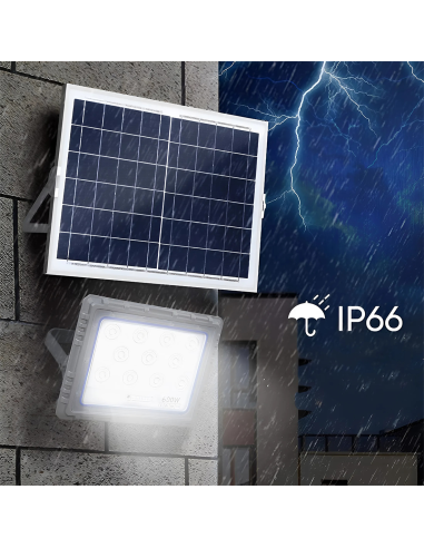 Faro Solare LED 600W con Pannello Solare...