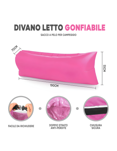 Divano Letto Gonfiabile Sacco a Pelo...