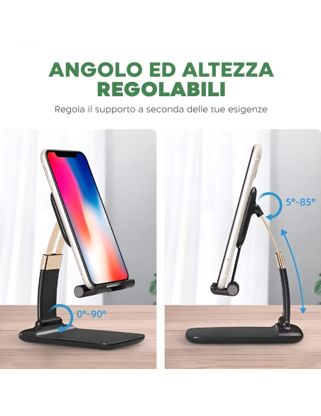 Supporto per Telefono Cellulare Smartphone Regolabile per Scrivania Pieghevole