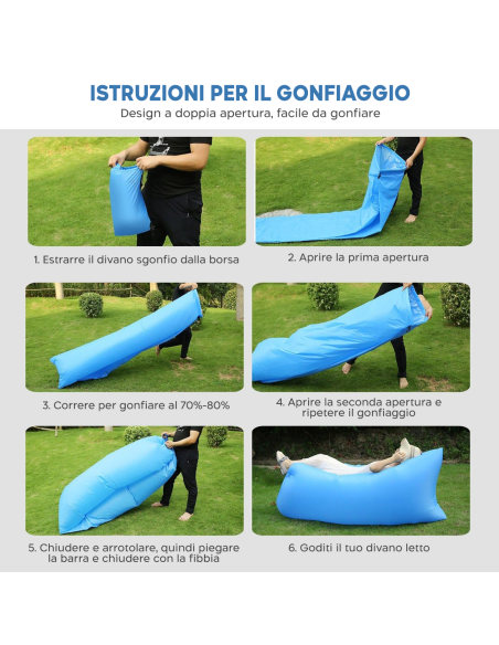 Divano Letto Gonfiabile Sacco a Pelo Materassino ad Aria Portatile da Campeggio