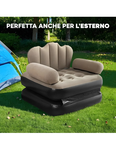 Poltrona Gonfiabile con Poggiapiedi e Schienale...