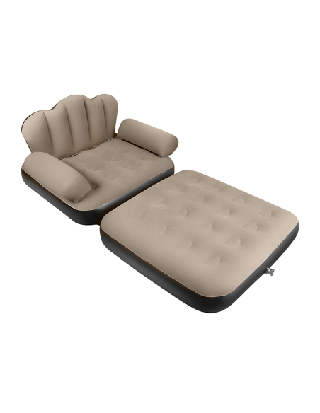 Poltrona Gonfiabile con Poggiapiedi e Schienale Divano Sofa in Tessuto Floccato