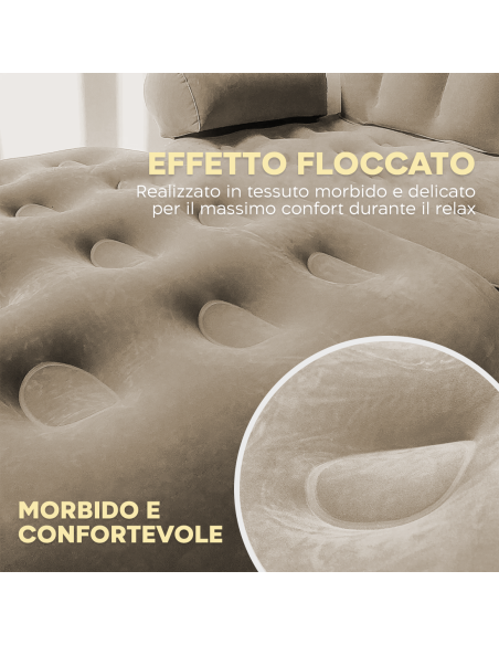 Poltrona Gonfiabile con Poggiapiedi e Schienale Divano Sofa in Tessuto Floccato