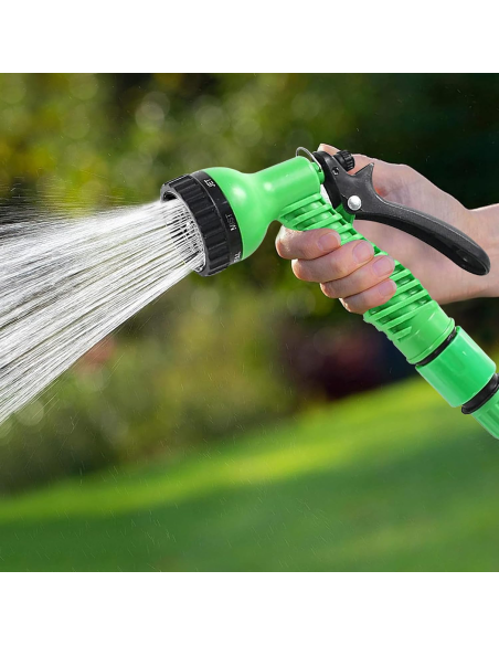 Tubo da Giardino Estendibile 45m per Irrigazione e Pulizia con Pistola 7 Getti