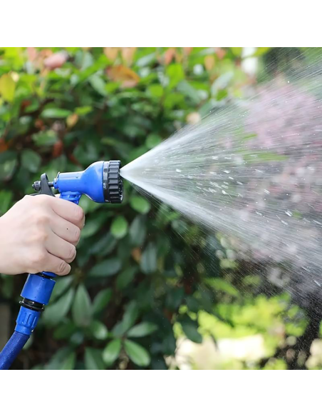 Tubo da Giardino Estendibile 45m per Irrigazione e Pulizia con Pistola 7 Getti