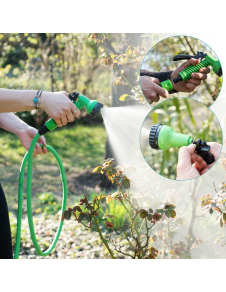 Tubo da Giardino Estendibile 45m per Irrigazione e Pulizia con Pistola 7 Getti