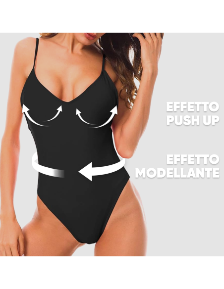 Costume Intero Donna da Mare MADRID Elasticizzato Push Up Tinta Unita Beachwear