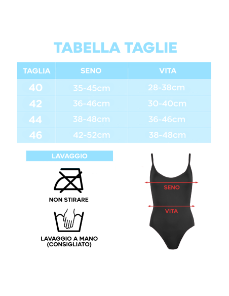 Costume Intero Donna da Mare MADRID Elasticizzato Push Up Tinta Unita Beachwear