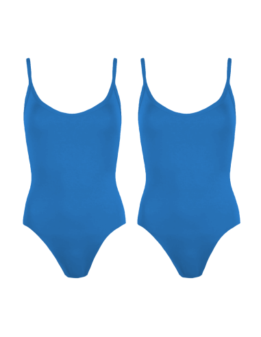 2pz Costume Intero Donna da Mare MADRID Elasticizzato Push Up Tinta Unita Blu 40