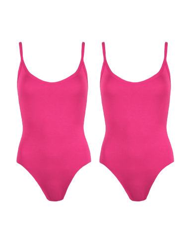 2pz Costume Intero Donna da Mare MADRID Elasticizzato Push Up Tinta Unita Fucsia 40