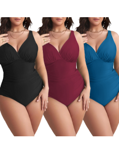 Costume da Bagno Intero da Donna Tinta Unita Plus Size...