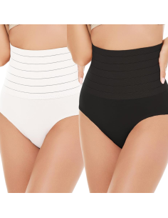 2pz Panciera Vita Alta 1 Bianca 1 Nera Slip Donna Guaina...