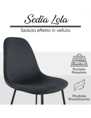 4pz Sedia LOLA da Cucina Design Moderno in...