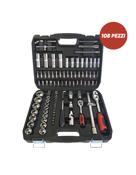 Valigetta Porta Attrezzi 108pz Set Cricchetti Cassetta Porta Utensili da Lavoro