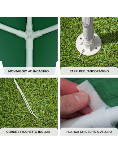 Gazebo da Giardino Quadrato 3x3 mt con Telaio...