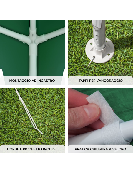 Gazebo da Giardino Quadrato 3x3 mt con Telaio in Acciaio Telo Polietilene