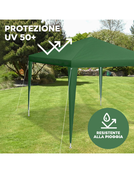 Gazebo da Giardino Quadrato 3x3 mt con Telaio in Acciaio Telo Polietilene