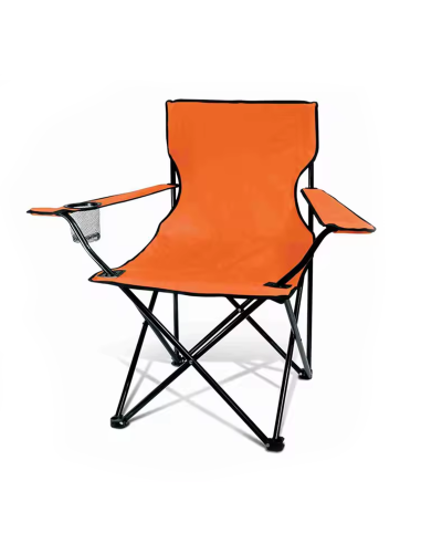 Sedia Pescatore Pieghevole da Campeggio con Porta Bicchiere con Sacca a Spalla Arancione