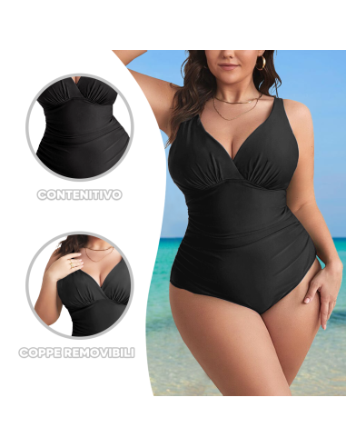 2pz Costume da Bagno Intero Donna Tinta Unita...