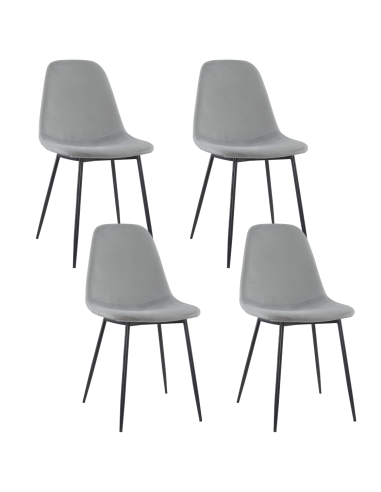 4pz Sedia LOLA da Cucina Design Moderno in Velluto 85x45x44 Struttura in Metallo