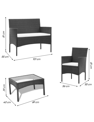 Set da Giardino IBIZA Polyrattan Divano 2...