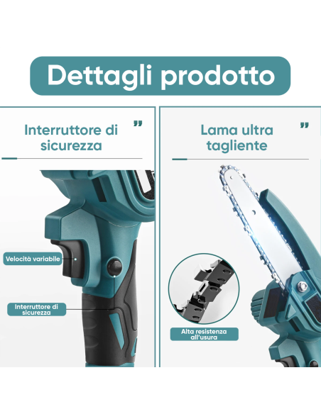 Kit 3in1 Forbici Potatura Elettrica Batteria 48V Asta Telescopica Motosega da 6"
