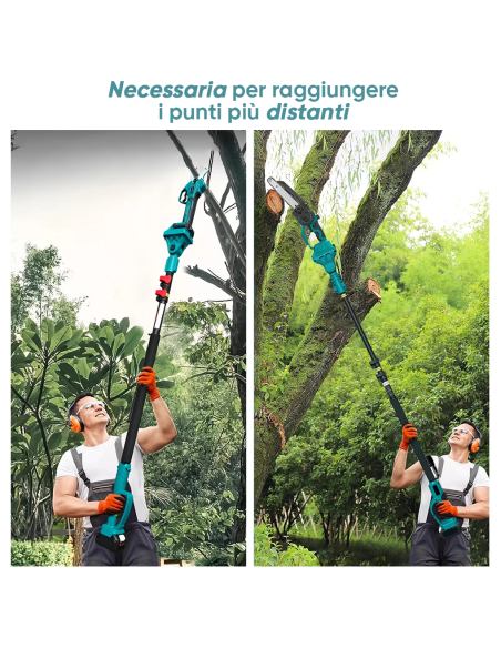 Kit 3in1 Forbici Potatura Elettrica Batteria 48V Asta Telescopica Motosega da 6"