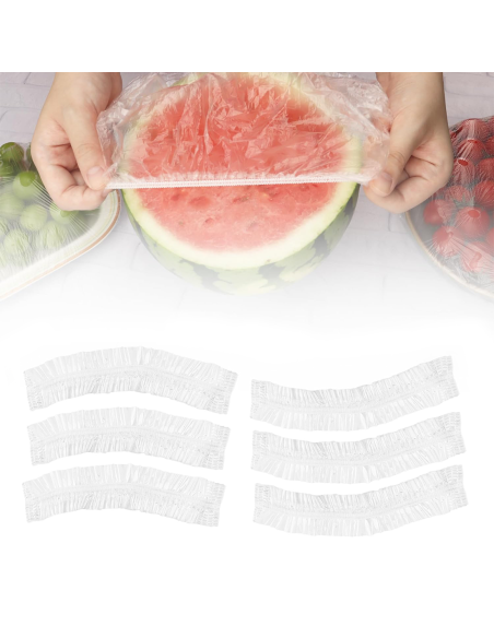 100 Sacchetti per Conservazione degli Alimenti Usa e Getta Copertura Elastica