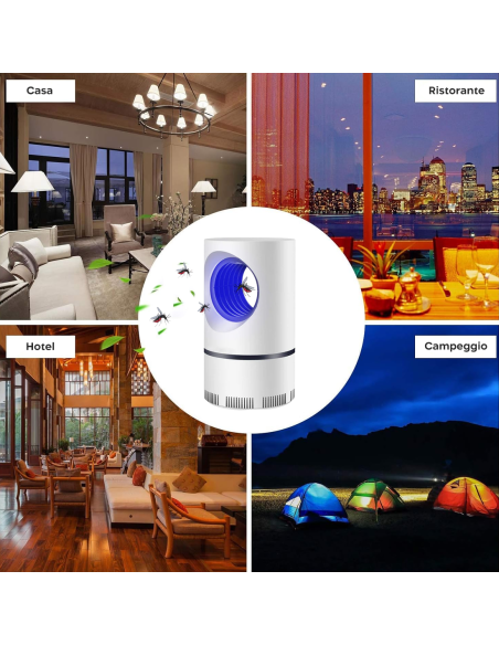 Lampada Anti Zanzare Elettrica con Luce UV Trappola per Insetti Portatile USB