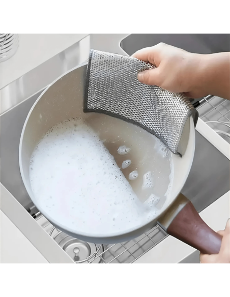 Straccio in Filo Metallico 10pz Riutilizzabile Multiuso per Piatti e Pulizia