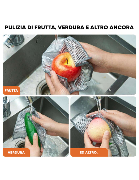 Straccio in Filo Metallico 10pz Riutilizzabile Multiuso per Piatti e Pulizia