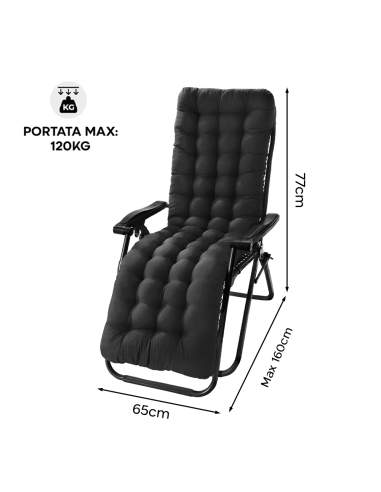 Sedia Sdraio Pieghevole con Cuscino Gravità...