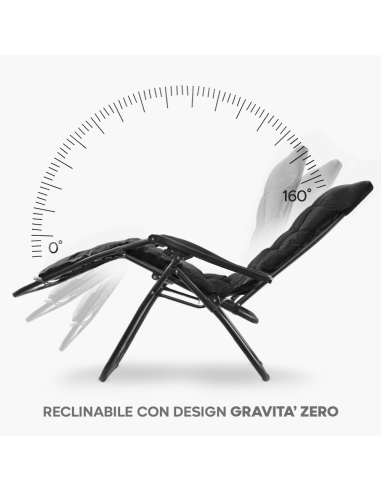 Sedia Sdraio Pieghevole con Cuscino Gravità...