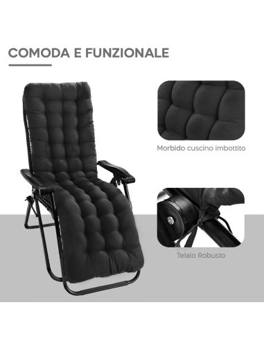 Sedia Sdraio Pieghevole con Cuscino Gravità...