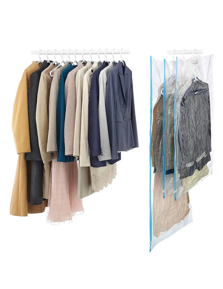 Sacco sottovuoto sacchetto vestiti con gancio custodia indumenti appendi abiti