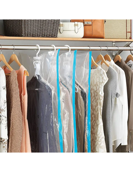 Sacco sottovuoto sacchetto vestiti con gancio custodia indumenti appendi abiti