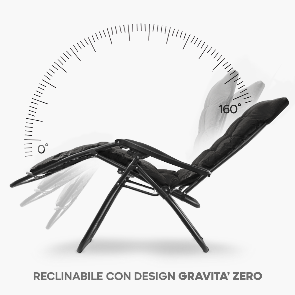 2pz Sedia Sdraio Pieghevole Cuscino Gravità Zero Poltrona Schienale Reclinabile - Foto 33 di 49