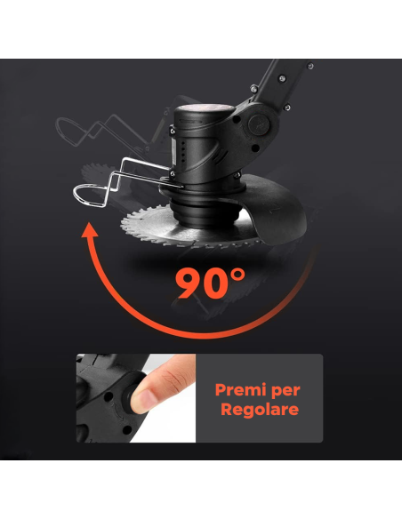 Decespugliatore Cordless 2 Batterie 21V con Ruote e Asta Telescopica Pieghevole