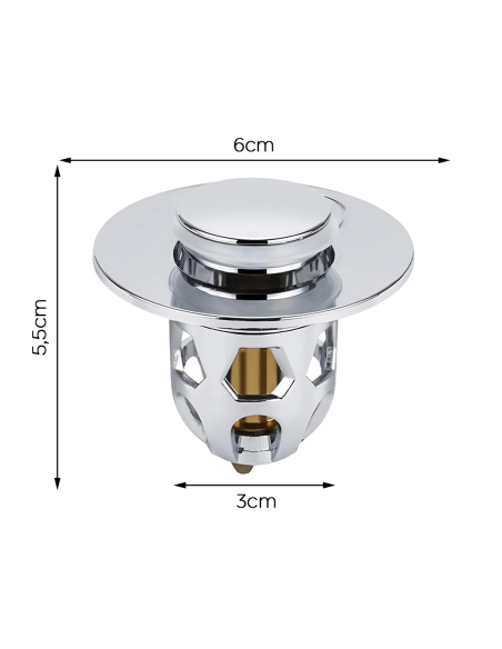 Tappo Lavandino Pop-Up Universale Filtro Scarico Anti-Intasamento in ABS 34-40mm